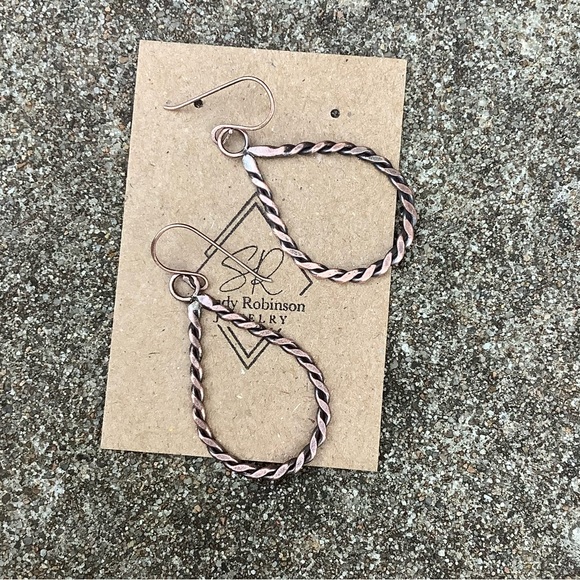 Vintage Look Copper Earrings Handmade USA - Picture 3 of 3